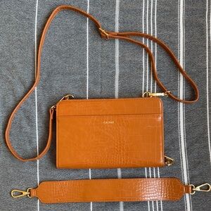 Calpak Tan Crossbody Bag/Croc wallet